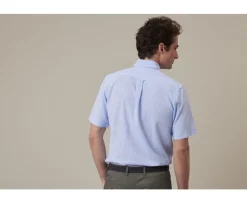 Camisa de lino y algodón Chambray Azul - Bolsillo en el pecho Colten Mc-Bexley Store