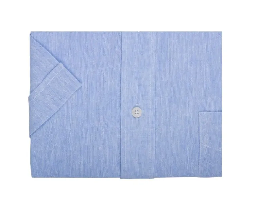 Camisa de lino y algodón Chambray Azul - Bolsillo en el pecho Colten Mc-Bexley Store