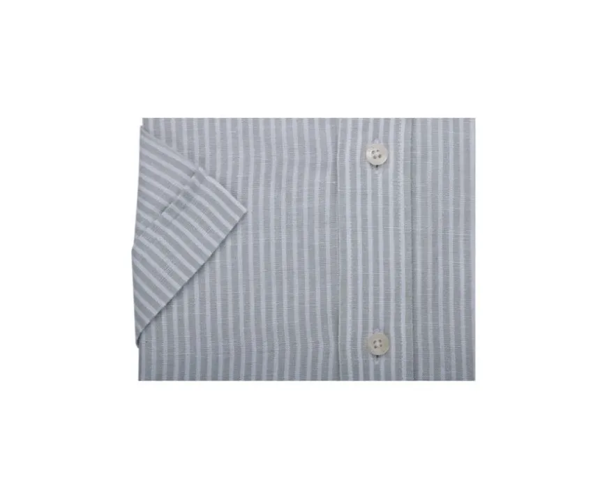 Camisa de lino y algodón Chambray Verde tila y Blanco - Bolsillo en el pecho Colten Mc-Bexley Best Sale