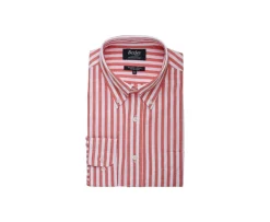 Camisa de lino y algodón Coral y Blanco Colten-Bexley Flash Sale