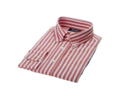 Camisa de lino y algodón Coral y Blanco Colten-Bexley Flash Sale