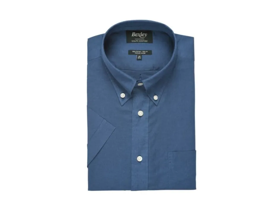 Camisa de lino y algodón índigo - Bolsillo en el pecho Colten Mc-Bexley Online