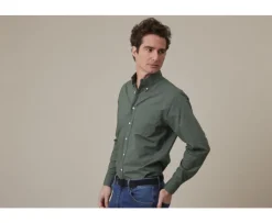 Camisa de lino y algodón Verde oscuro Colten-Bexley Best Sale