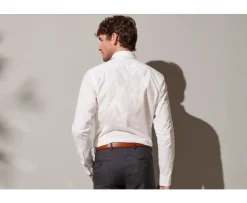 Camisa de popelina de algodón blanca - Cuello francés Louis Classic-Bexley Store