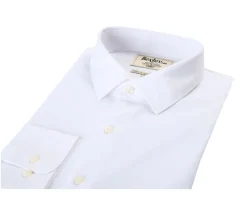 Camisa de popelina de algodón blanca - Cuello francés Louis Classic-Bexley Store