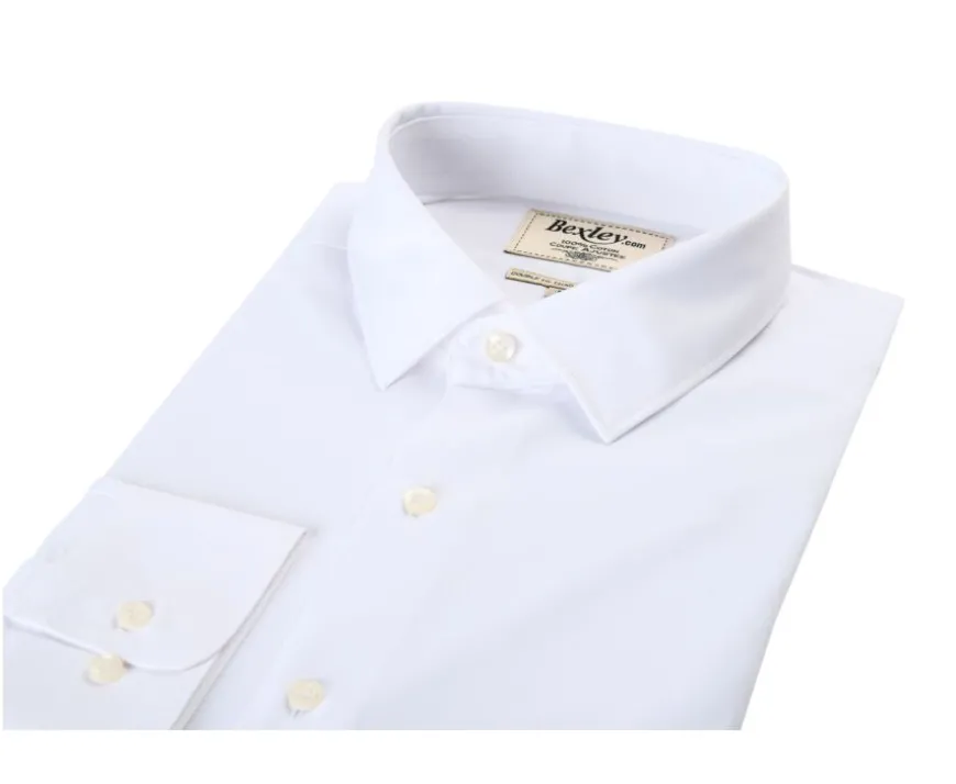 Camisa de popelina de algodón blanca - Cuello francés Louis Classic-Bexley Store