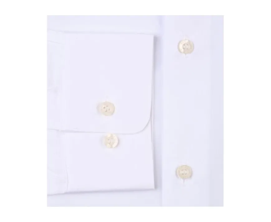 Camisa de popelina de algodón blanca - Cuello francés Louis Classic-Bexley Store