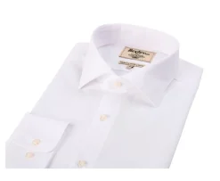 Camisa de popelina de algodón blanca - Cuello italiano Ludovico Classic-Bexley Discount