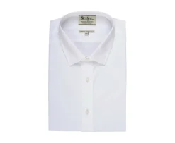 Camisa de popelina de algodón blanca - Cuello francés Louis-Bexley Fashion