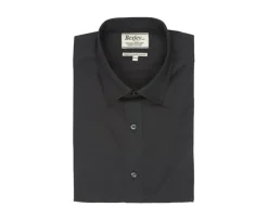 Camisa de popelina de algodón negra - Cuello francés Louis-Bexley Online