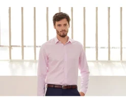 Camisa de sarga blanca con cuadro Rosa Claro Martinien-Bexley Hot