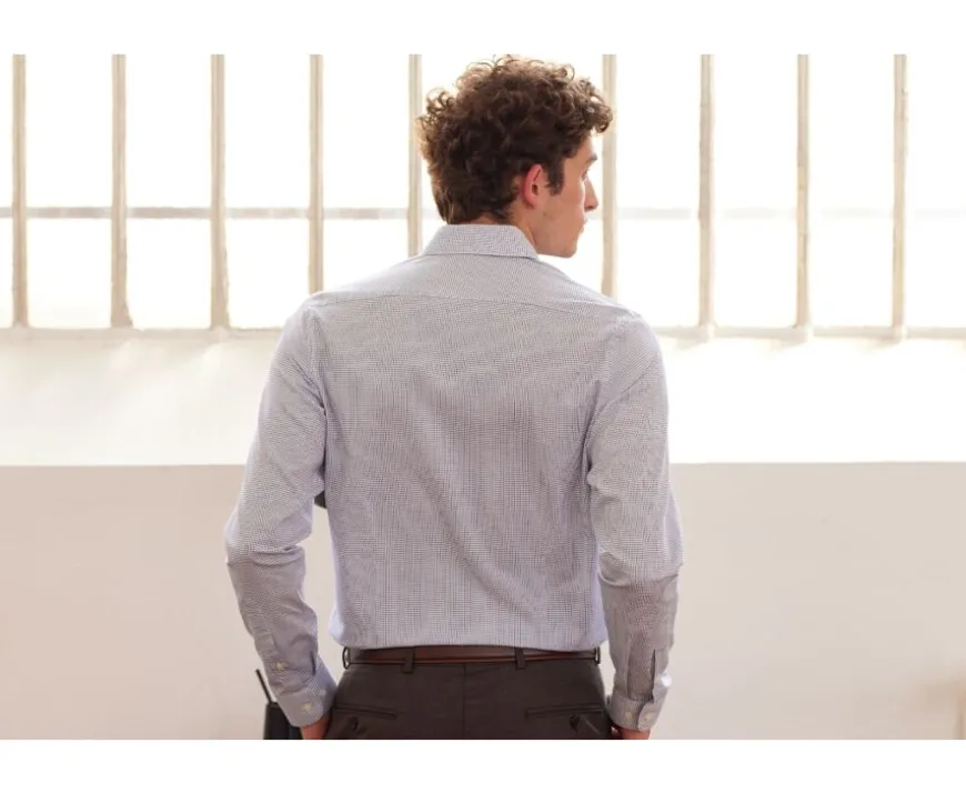 Camisa de sarga blanca con cuadro Azul Océano Martinien-Bexley Discount