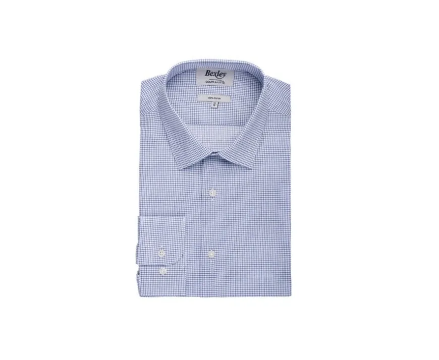 Camisa de sarga blanca con cuadro Azul Océano Martinien-Bexley Discount