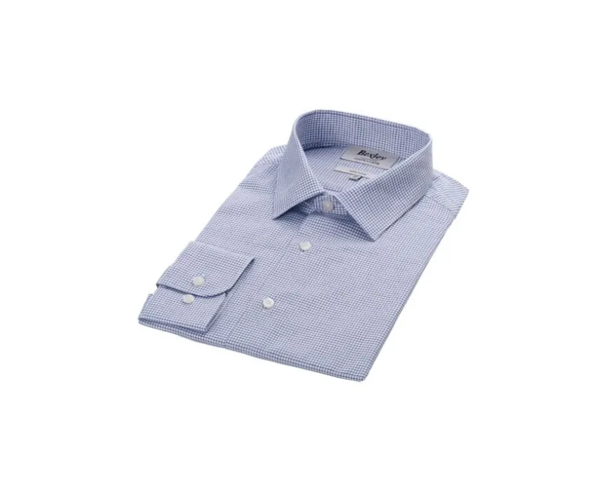 Camisa de sarga blanca con cuadro Azul Océano Martinien-Bexley Discount