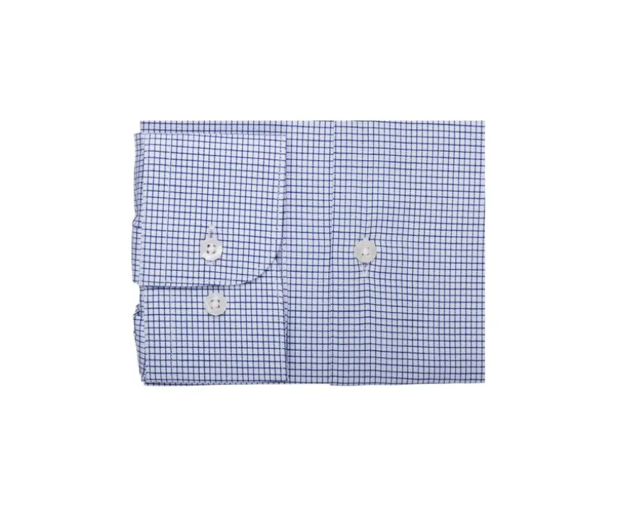 Camisa de sarga blanca con cuadro Azul Océano Martinien-Bexley Discount