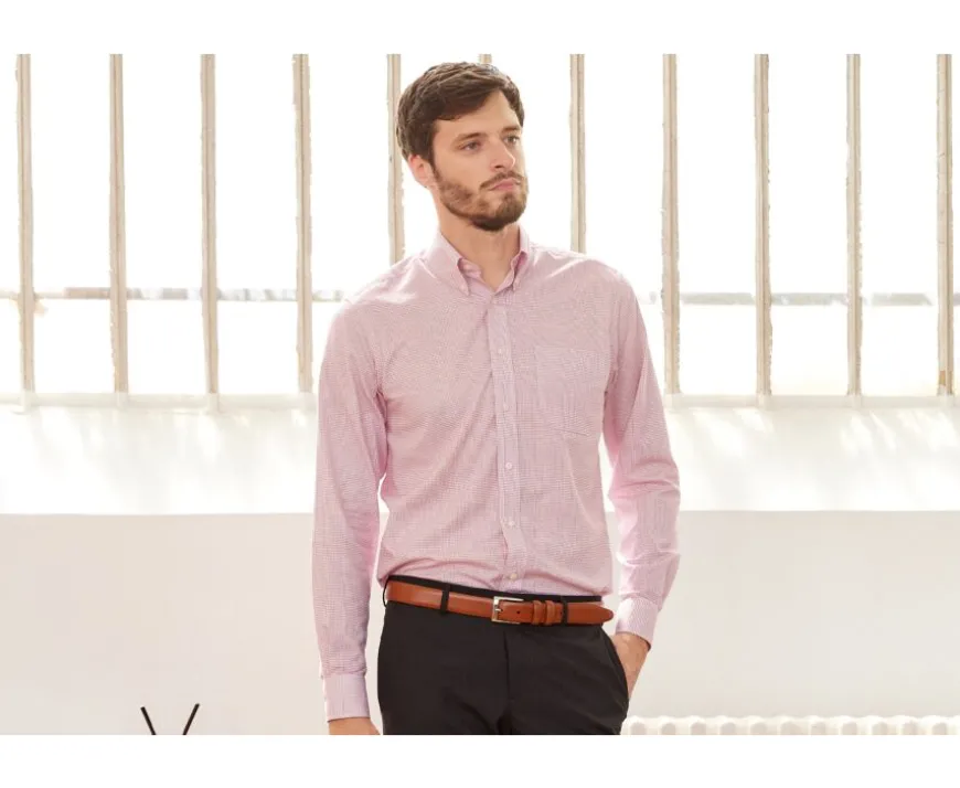 Camisa de sarga Blanco con pequeños cuadros Rojo Stellan-Bexley Best