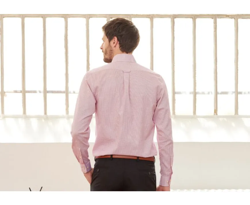 Camisa de sarga Blanco con pequeños cuadros Rojo Stellan-Bexley Best
