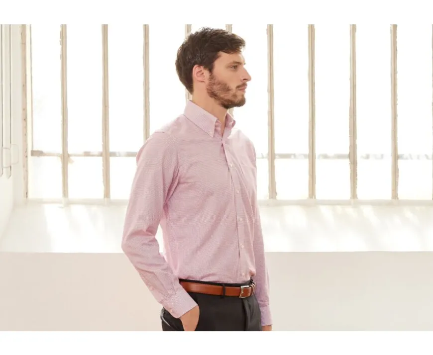 Camisa de sarga Blanco con pequeños cuadros Rojo Stellan-Bexley Best