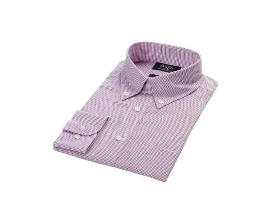 Camisa de sarga Blanco con pequeños cuadros Rojo Stellan-Bexley Best