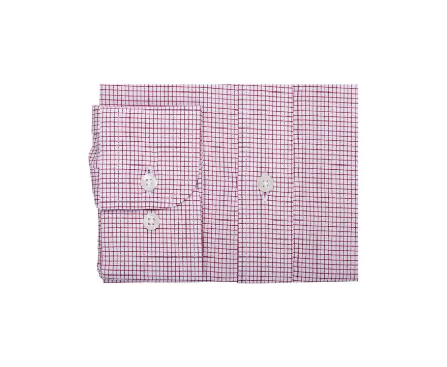 Camisa de sarga Blanco con pequeños cuadros Rojo Stellan-Bexley Best