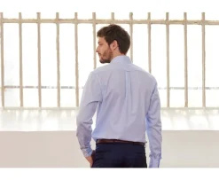 Camisa de sarga Blanco con pequeños cuadros Azul Stellan-Bexley Hot