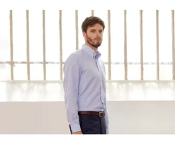 Camisa de sarga Blanco con pequeños cuadros Azul Stellan-Bexley Hot