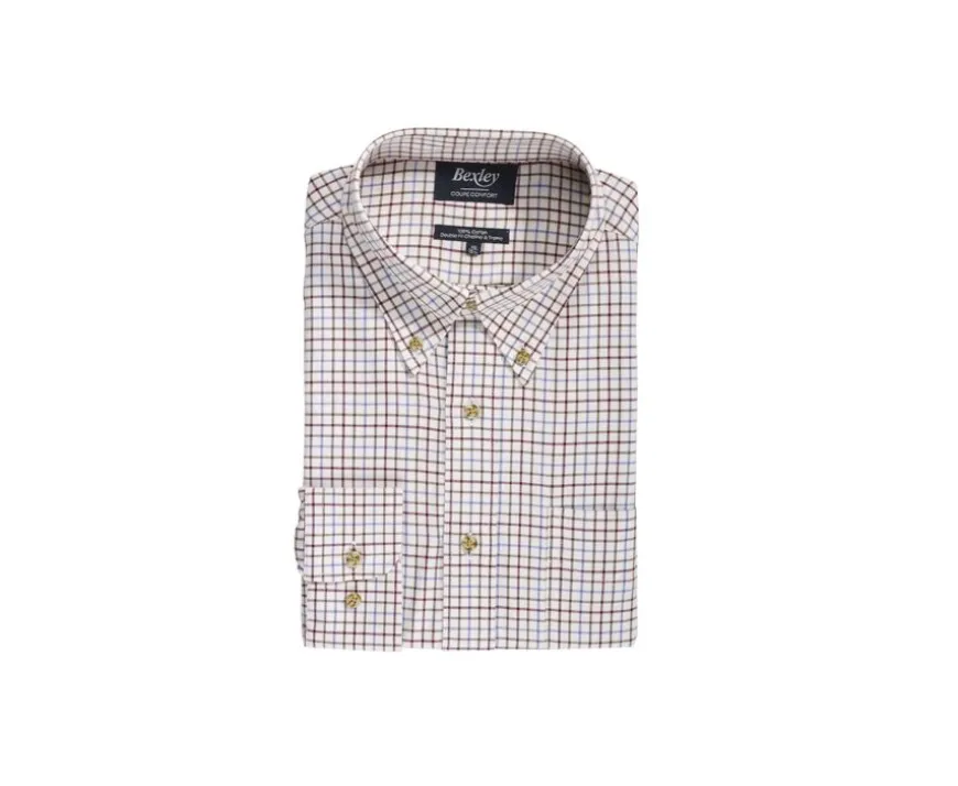 Camisa de sarga de cuadros Beis - Bolsillo en el pecho Benetth-Bexley Online