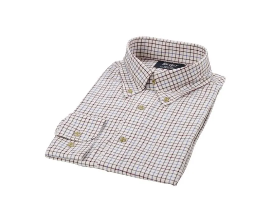 Camisa de sarga de cuadros Beis - Bolsillo en el pecho Benetth-Bexley Online