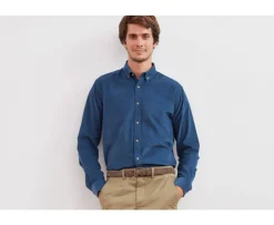 Camisa de terciopelo Azul vaquero - Cuello americano Wayne-Bexley Discount