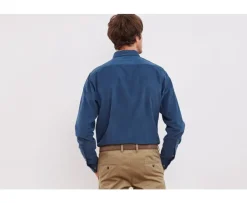 Camisa de terciopelo Azul vaquero - Cuello americano Wayne-Bexley Discount