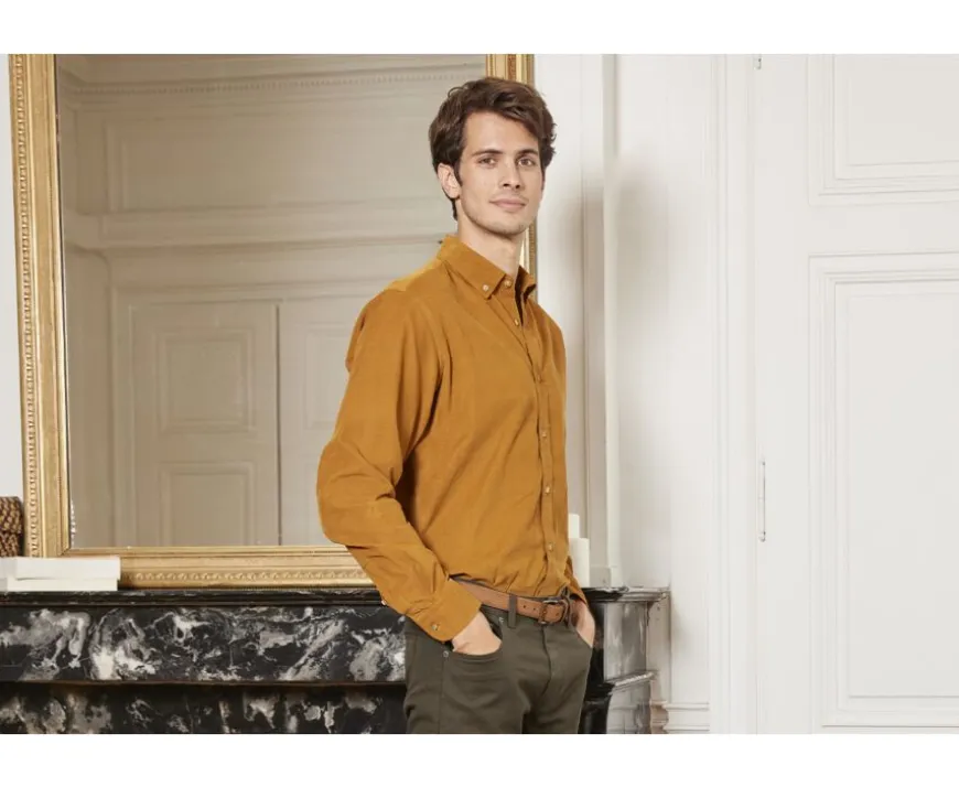 Camisa de terciopelo Caramelo - Cuello americano Wayne-Bexley Discount