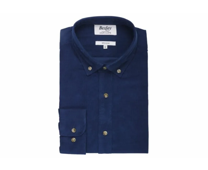 Camisa de terciopelo Indigo - Cuello americano Wayne-Bexley Cheap