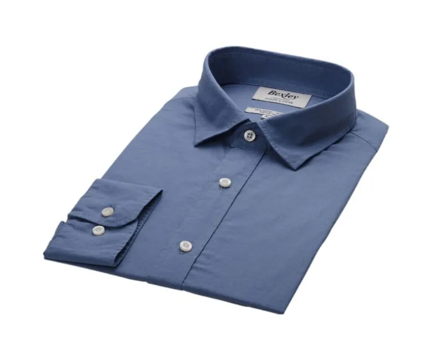 Camisa lisa de lino de algodón Azul Tormenta Silbert-Bexley Best