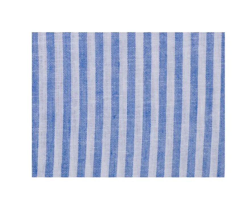 Camisa lisa de lino de algodón Azul océano y Blanco Elibert-Bexley Shop