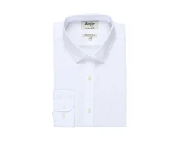 Camisa lisa de lino de algodón Blanco Silbert-Bexley Outlet