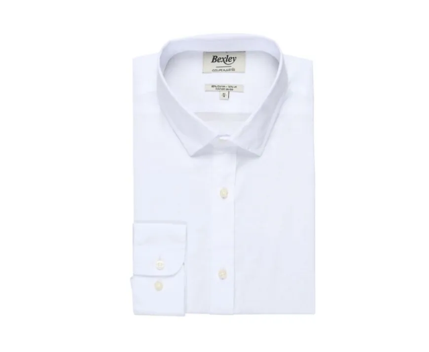 Camisa lisa de lino de algodón Blanco Silbert-Bexley Outlet