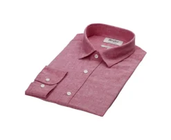 Camisa lisa de lino de algodón Chambray Rojo Silbert-Bexley Fashion