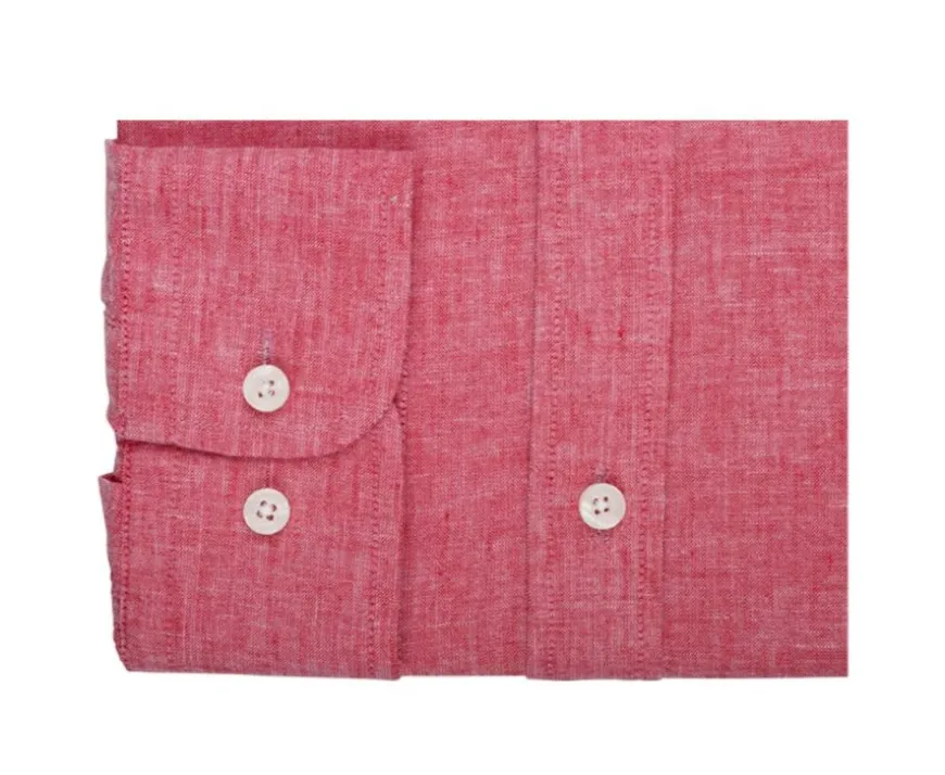 Camisa lisa de lino de algodón Chambray Rojo Silbert-Bexley Fashion