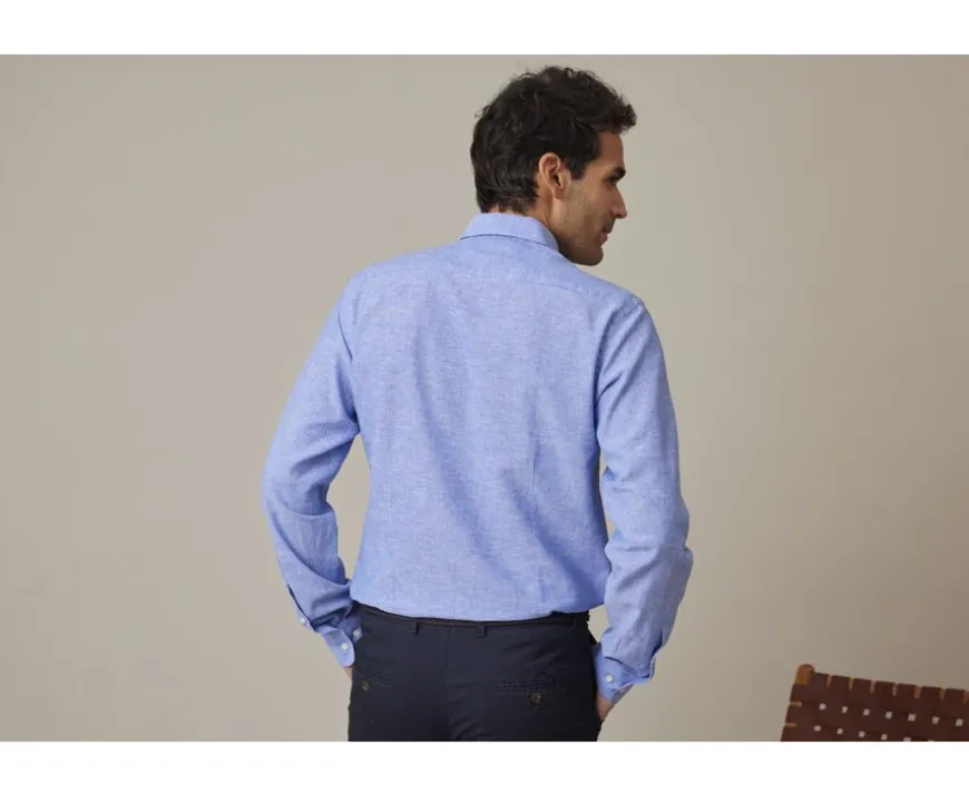 Camisa lisa de lino de algodón Chambray Azul & Océano Silbert-Bexley Shop