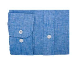 Camisa lisa de lino de algodón Chambray Azul & Océano Silbert-Bexley Shop