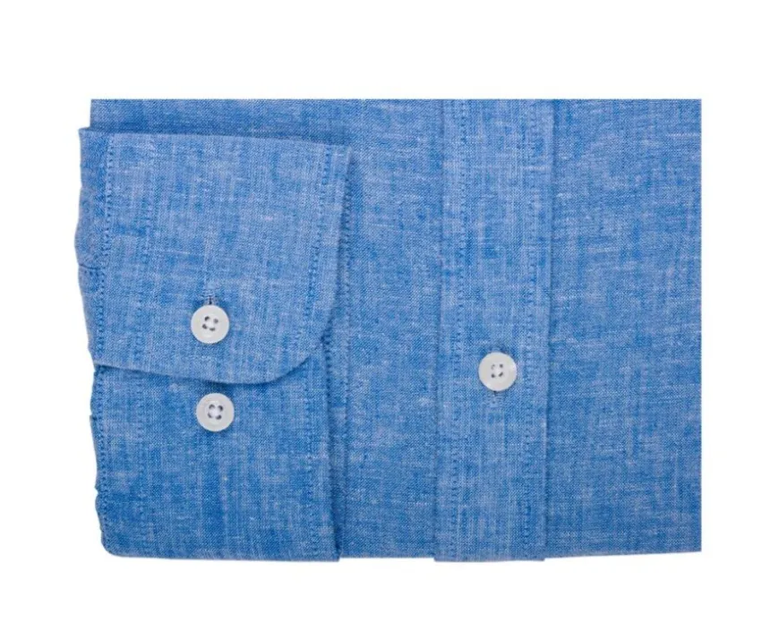 Camisa lisa de lino de algodón Chambray Azul & Océano Silbert-Bexley Shop
