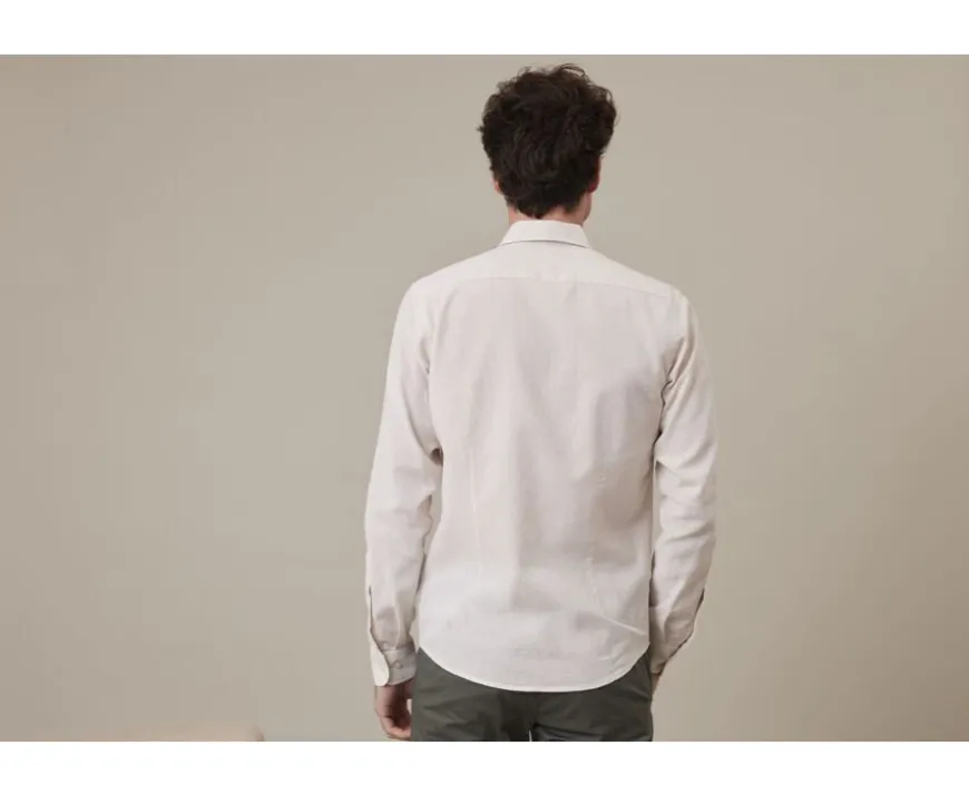 Camisa lisa de lino de algodón Chambray Crudo Silbert-Bexley New