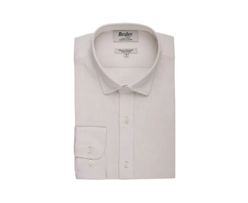 Camisa lisa de lino de algodón Chambray Crudo Silbert-Bexley New