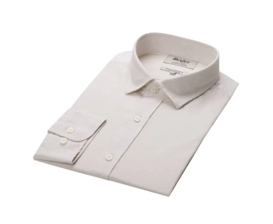 Camisa lisa de lino de algodón Chambray Crudo Silbert-Bexley New