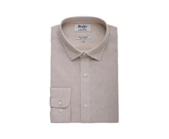 Camisa lisa de lino de algodón Chambray Beis Silbert-Bexley Cheap