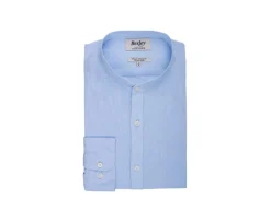 Camisa lisa de lino de algodón Chambray Azul claro Elibert-Bexley Outlet