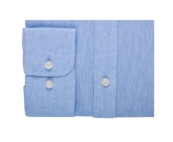 Camisa lisa de lino de algodón Chambray Azul Silbert-Bexley Cheap