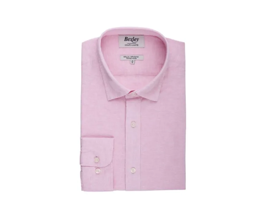 Camisa lisa de lino de algodón Chambray Rosa Silbert-Bexley Hot