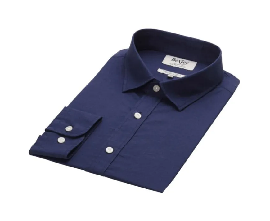 Camisa lisa de lino de algodón Marino Silbert-Bexley Best