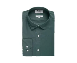 Camisa lisa de lino de algodón Verde oscuro Silbert-Bexley Flash Sale